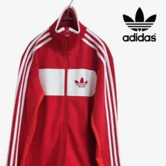 Y2K】adidas 縦ストライプ トラックジャケット 赤×白 希少 Oサイズ