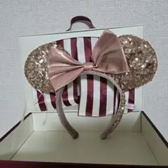 【ディズニーカチューシャ】ミニーマウス　スパンコールピンクゴールド