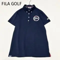 【フィラゴルフ】半袖ポロシャツ　M　ボタンダウン　ロゴプリント　スポーツ　夏