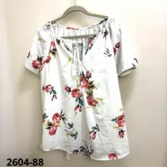 大きいサイズ✨フラワープリント オフショルダー 半袖ブラウス