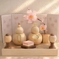 50 ひな祭り　ひな人形　お雛様　ハンドメイド　雛人形　木製　雛飾り　桜　春