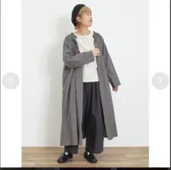 新品☆Samansa Mos2☆柄アソートシャーリングネックワンピースチャコール