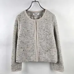 ナチュラルビューティーベーシックノーカラーファンシーツイードジャケット卒業入学