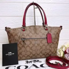 未使用級☆COACHコーチ 2wayショルダーバッグ ブラウン 薔薇 レザー 
