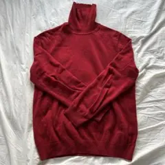 ユニクロ　ワインレッドカシミヤ タートルネック セーター XLサイズ