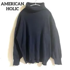 AMERICAN HOLIC　タートルネック　ニット　 長袖　ネイビー