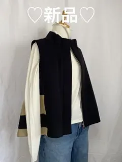 ♡新品♡ ボンディングノーカラーベスト 黒・ベージュ
