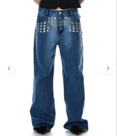 METAL EYELET SEMI LOOSE DENIM