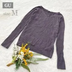 【ジーユー】GU ワイドリブVネックセーター(長袖) グレー M ●
