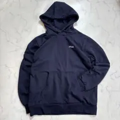 FILA　パーカー　メンズ　【S】ネイビー　プルオーバー　ロゴ刺繍　スウェット