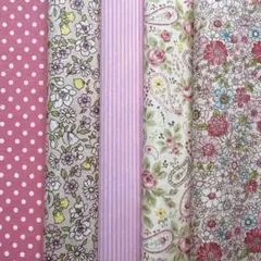 ハギレ カットクロス 花柄 ピンク系 ドット ストライプ パッチワーク