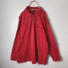 90s 香港製　バーバリー　ロンドン　長袖　ポロシャツ　メンズ　古着