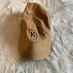 ベージュ K刺繍 ベースボールキャップ