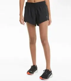 [L] 未使用プーマPUMA　レディース　黒　インナー付きランニングパンツ