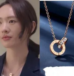 ヒット商品 ピンクゴールド ジルコニア ネックレス プレゼント 男女兼用