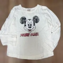 petit main ミッキーマウス 長袖カットソー110Disneyコラボ白
