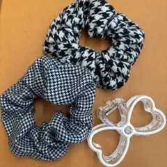 千鳥格子柄シュシュ2個セット