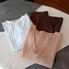 【3点セット】ストライプシャツ・Vネックベスト・ストレートパンツ