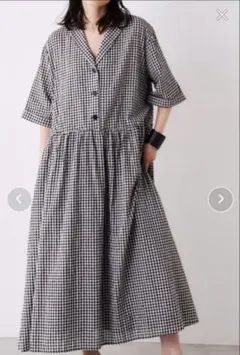 Libra Cue ギンガムチェックシャツワンピース　フリー