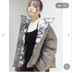 EVRIS リバーシブルダウンライクコート　カーキ　フリーサイズ