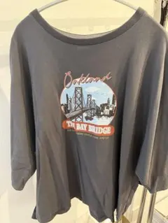 ニコアンド スーベニアワイドTシャツ 半袖 グレー