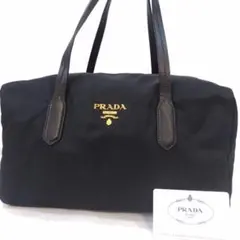 【美品】プラダ ミニボストン レザー×ナイロン 肩掛 黒 ギャラ付 BL0567