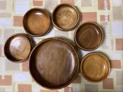 木製食器セット 大皿、小皿6点