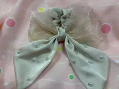 ベージュ リボン ヘアアクセサリー