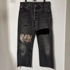 90s リーバイス ブラックデニム ブラック w30 リメイク グランジ