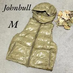 《ジョンブル》フード付きカーキダウンベスト/ヴィンテージ/ダウン/フェザー/M