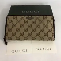 GUCCI グッチ GGキャンバス ラウンドファスナー 長財布 レディース