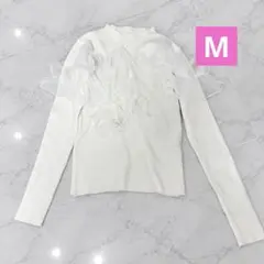 新品 2WAY チュール装飾 ニット ホワイト M
