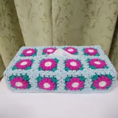 花柄かぎ針編みティッシュボックス