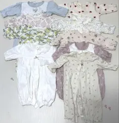 新生児服ベビー服まとめ売り9点 女の子 夏秋服 バースデーCottoli
