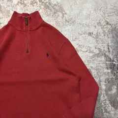 90's poloby Ralph ラルフローレン ハーフジップ リブニット L