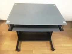 ガラス天板 パソコンデスク モダン　ブラック