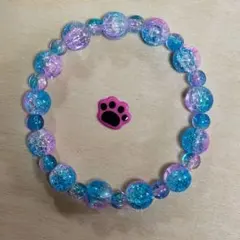 ラメ入り青ピンクビーズブレスレット