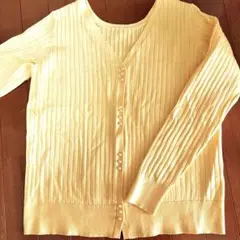 SALE 美品ROPÉ PICNIC 春色リブ編みクリームイエローセーター 40