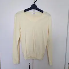 UNIQLO コットンカシミヤVネックセーター（長袖）L イエロー