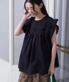 THE CRAFT CREW PRODUCTS ブラック フリル 半袖 ブラウスのサムネイル