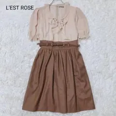 レストローズ レディースワンピース サイズ2 ベージュ ブラウン 大人カジュアル