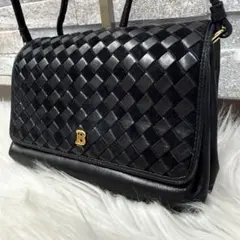 BALLY バリー Bロゴイントレチャートショルダーバッグ フラップバック 革鞄