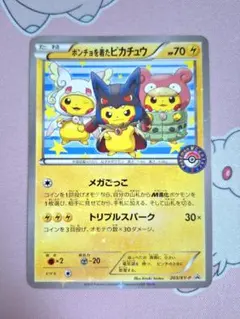 ポンチョを着たピカチュウ：「強（つよ）☆カワ ピカチュウのメガ