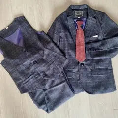 フォーマル 七五三 4点セット スーツ グレー 男の子 140 結婚式 発表会