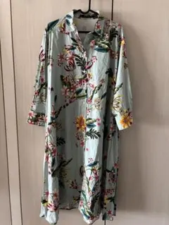 ZARA BASIC 花柄シャツワンピース Aライン