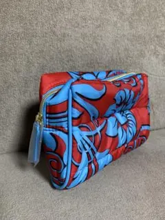 未使用★ESTEE LAUDER ポーチ レッド×ブルー 花柄　サテン