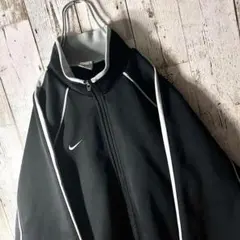 NIKE ナイキ トラックジャケット 刺繍ロゴ 袖スウォッシュ サイドライン黒L