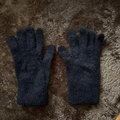ダークブルー ニット手袋