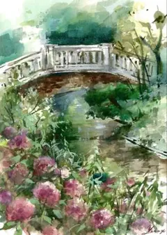 1179☆水彩画原画　港の見える丘バラ園 1179☆水彩画原画 港の見える丘バラ園 - メルカリ