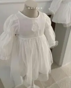 marron ホワイト刺繍ベビードレス Sサイズ